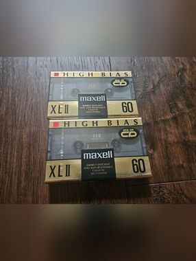 2 Maxell XL-II High Bias Black Magnetite 60 Min Audio Cassettes New In Package. 